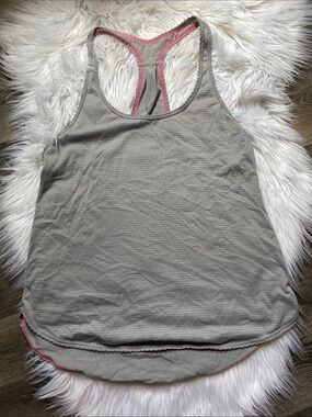 Women’s Lululemon Gray Racerback Tank Top with Pink Trim